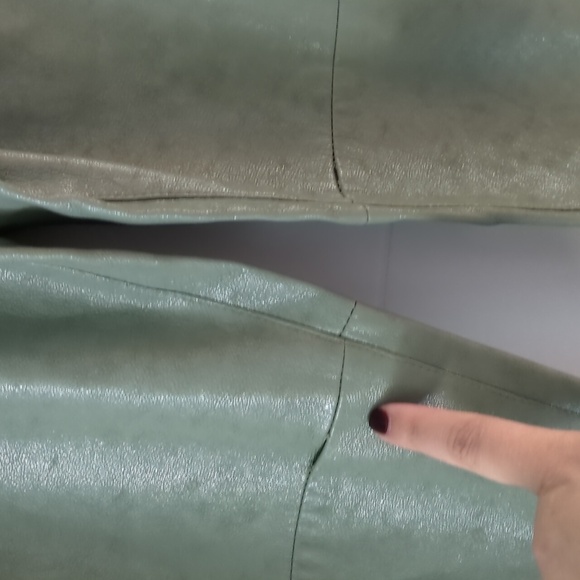 Mango faux leather Sage Green High-Waisted Streetwear Barel Contemporary Pants - Picture 8 of 13